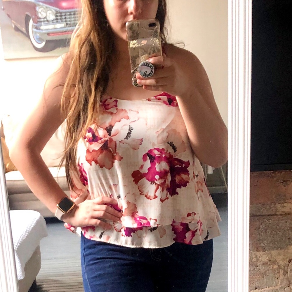 Pink Floral Summer Top for Women.